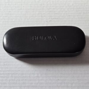 Bulova Eyeglasses Case Hard Shell Clamshell Felt Lined Travel Storage Black 6"